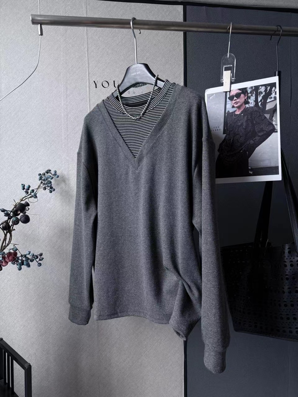 米多多 YC-1099-时尚潮流气质假两件上衣 kc