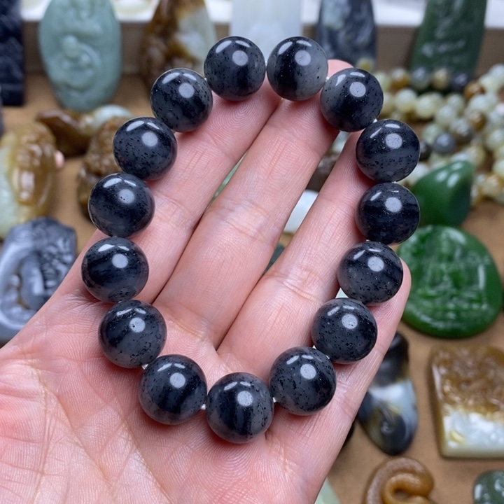 和田玉颈饰未镶嵌哎*呵14mm