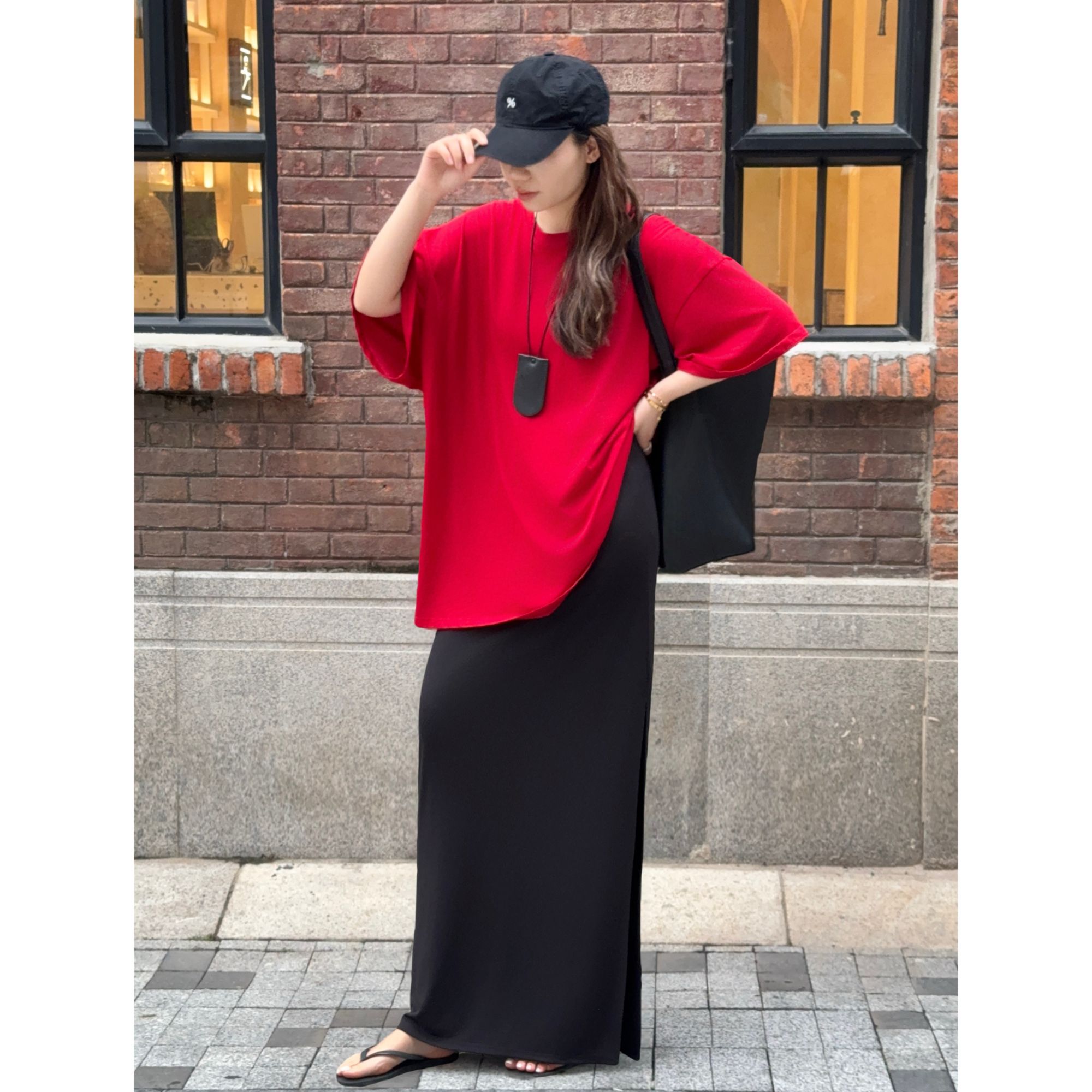 【胡洛一】气质高级轻熟半身裙春夏新款开叉百搭时尚-H8019