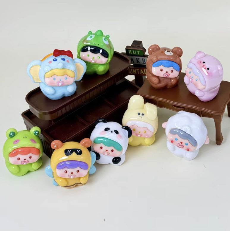 歪头奶嘴动物崽崽 树脂萌粒diy钥匙扣饰品桌面车载摆件