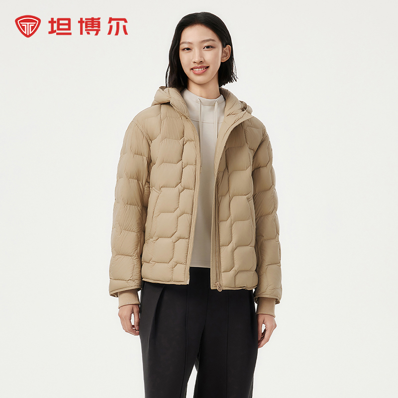 坦博尔春秋新款连帽短款羽绒服女舒适休闲短款保暖外套216Z