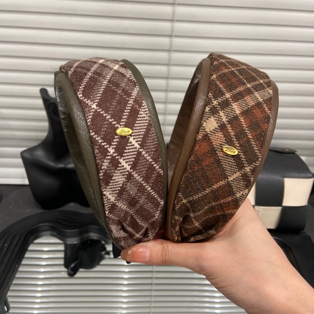 E5064 美拉德棕榈绿野系列加宽发箍优雅复古格纹学院风发卡女发饰