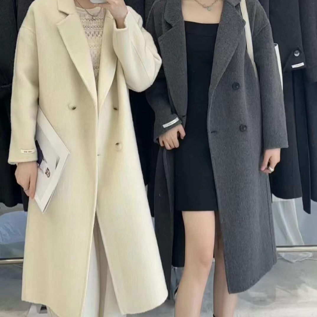 秋冬中长款双面绒毛呢外套女香风小个子显瘦呢子大衣