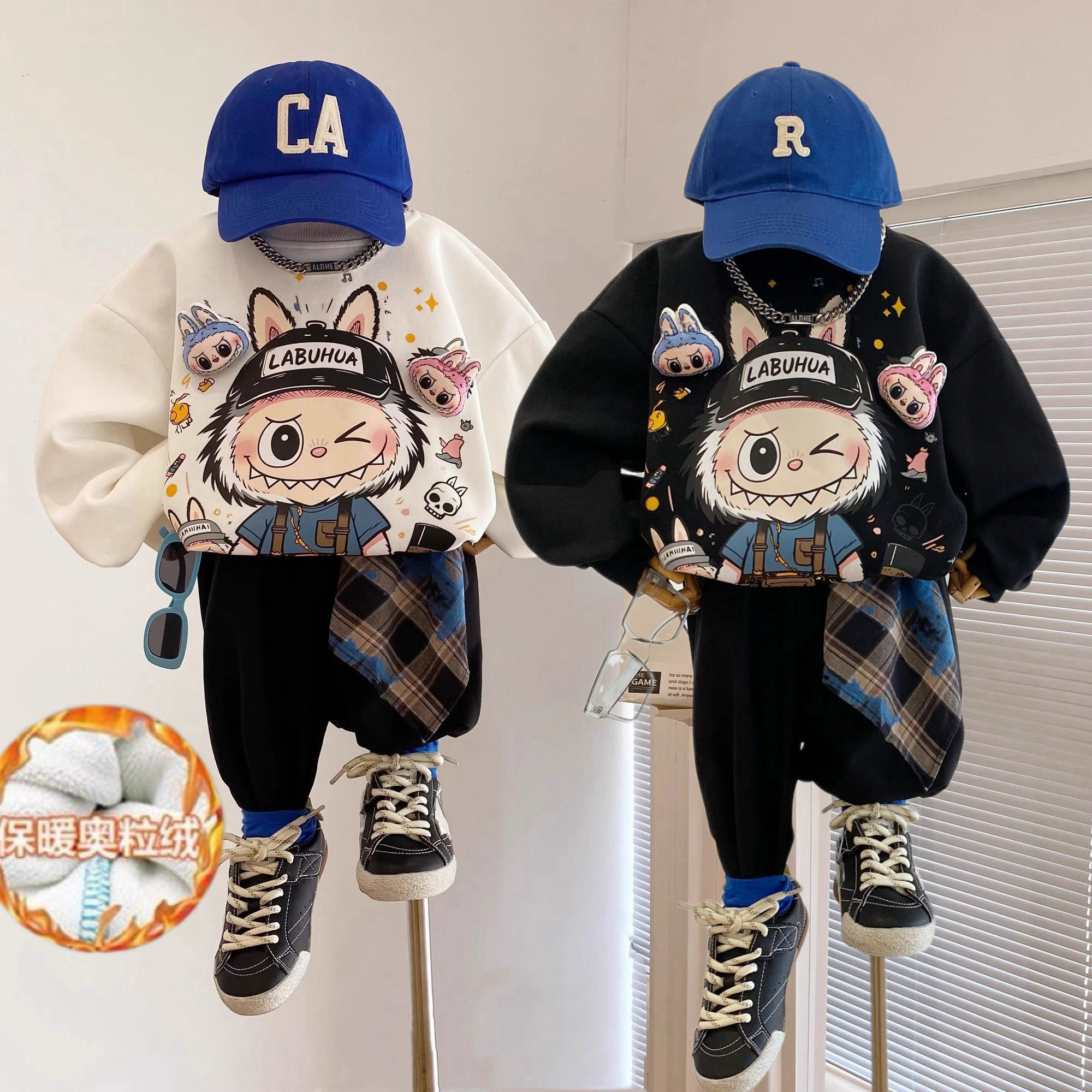 男童女童卫衣春秋款2025新款儿童立体卡通炸街套头上衣男