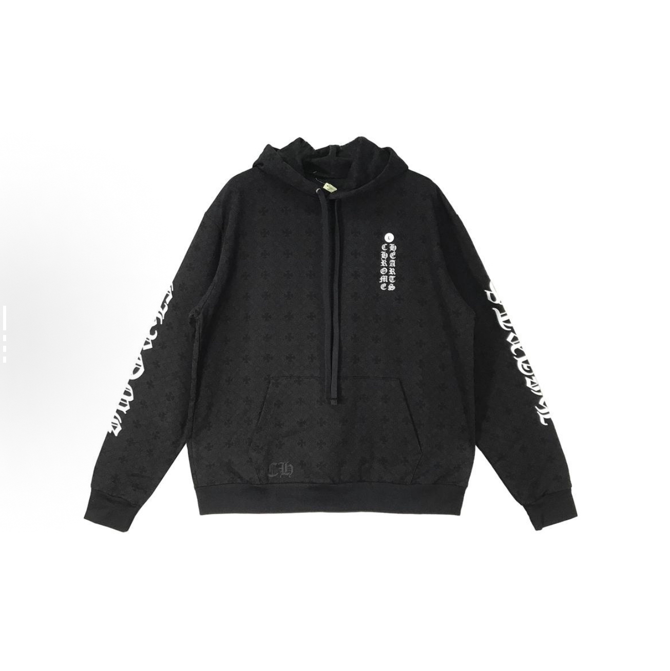 99新 Chrome Hearts/克罗心 浮雕暗纹十字马蹄满印Logo帽衫XXL