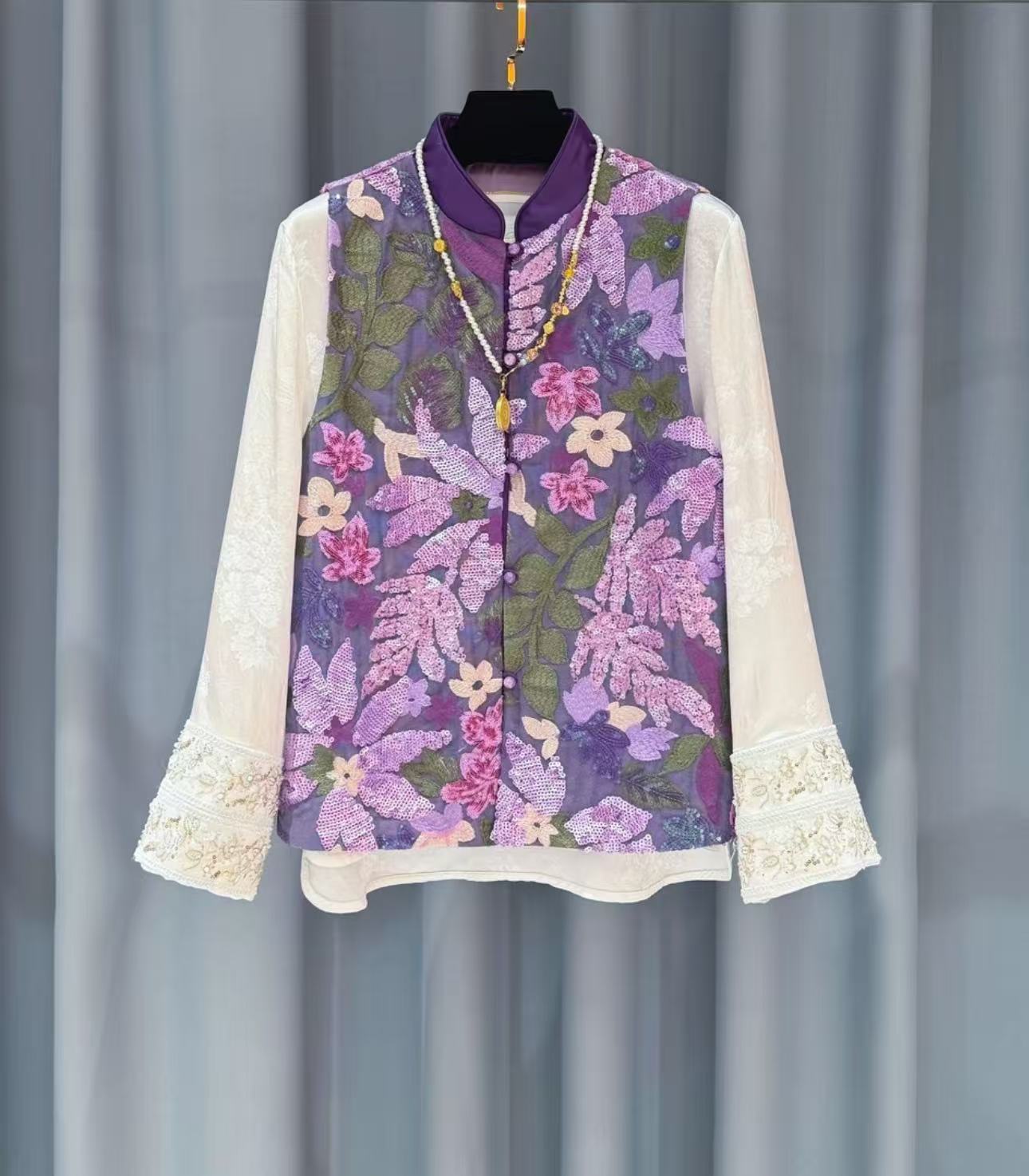 2025新中式国风重工刺绣亮片绚丽复古提花马甲马夹A018+098