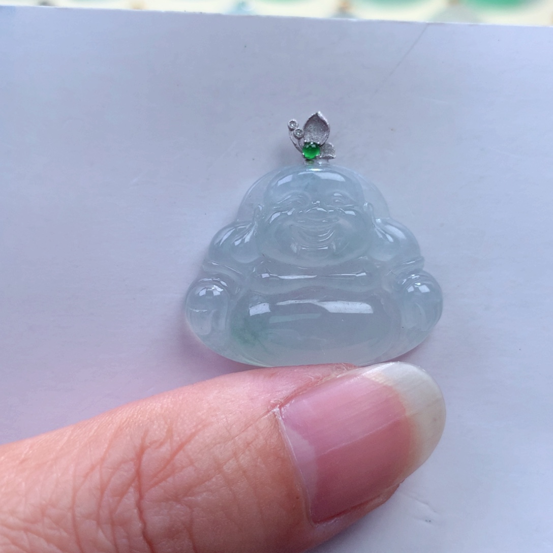 翡翠吊坠(不含链)18K金镶嵌