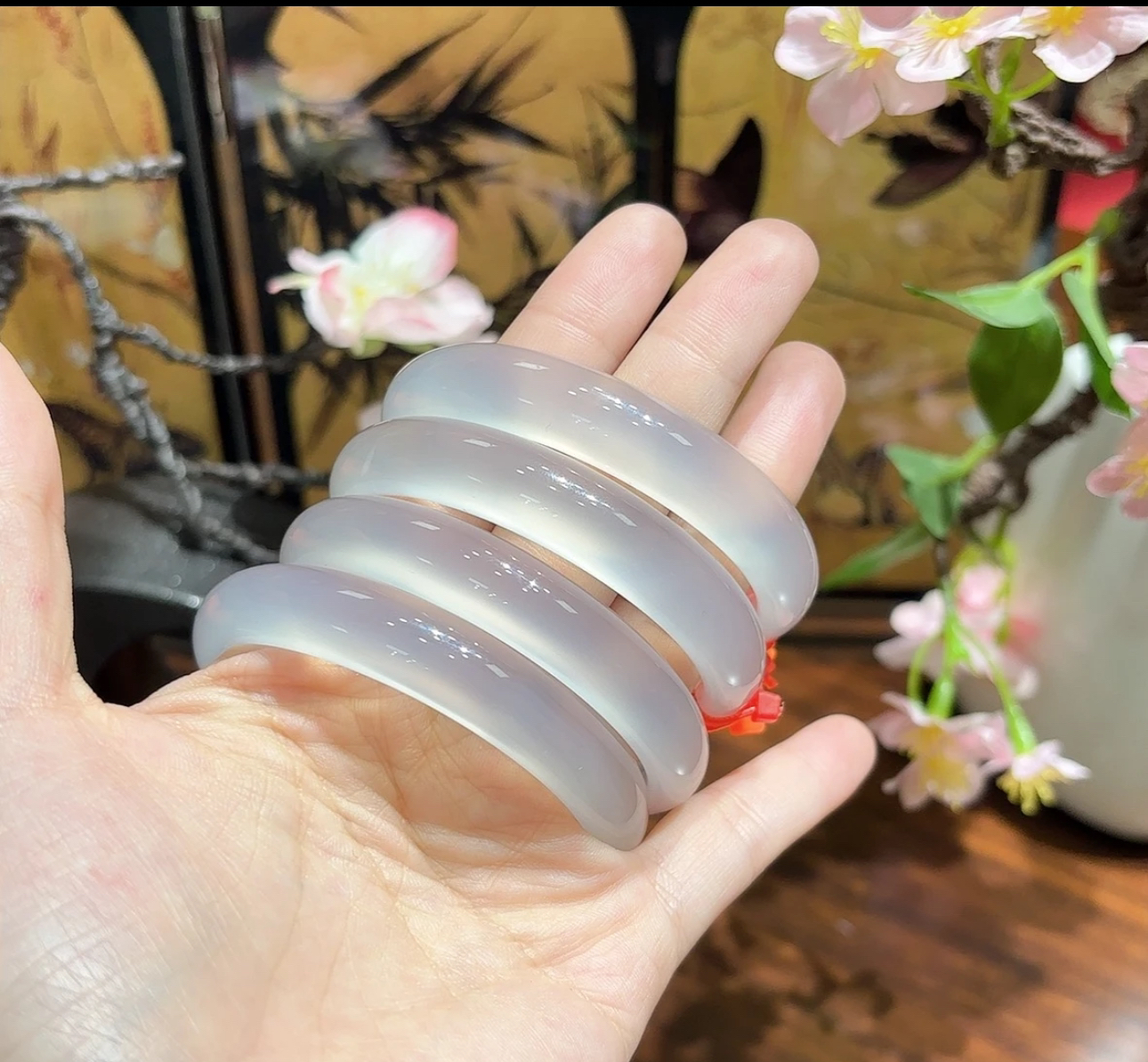 【荔枝冻正圈】天然玉石玛瑙白月光荔枝冻手镯（多样性发货-发一只）