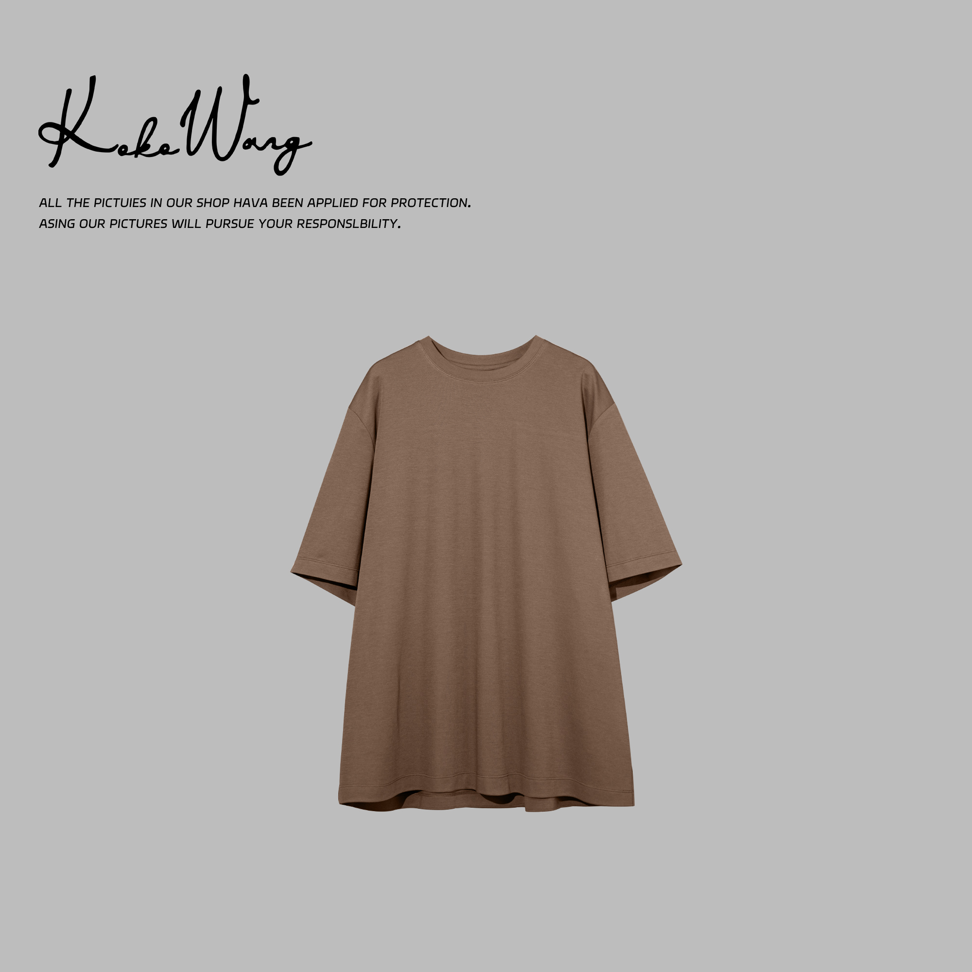 KOKO WANG夏季休闲简约纯色舒适百搭圆领短袖T恤502445C29T41