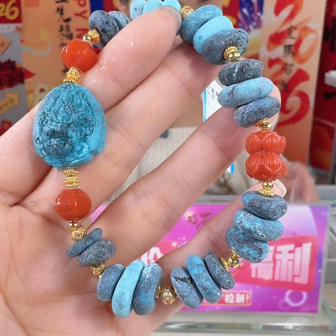 绿松石银S925镀金镶嵌珠宝奇石