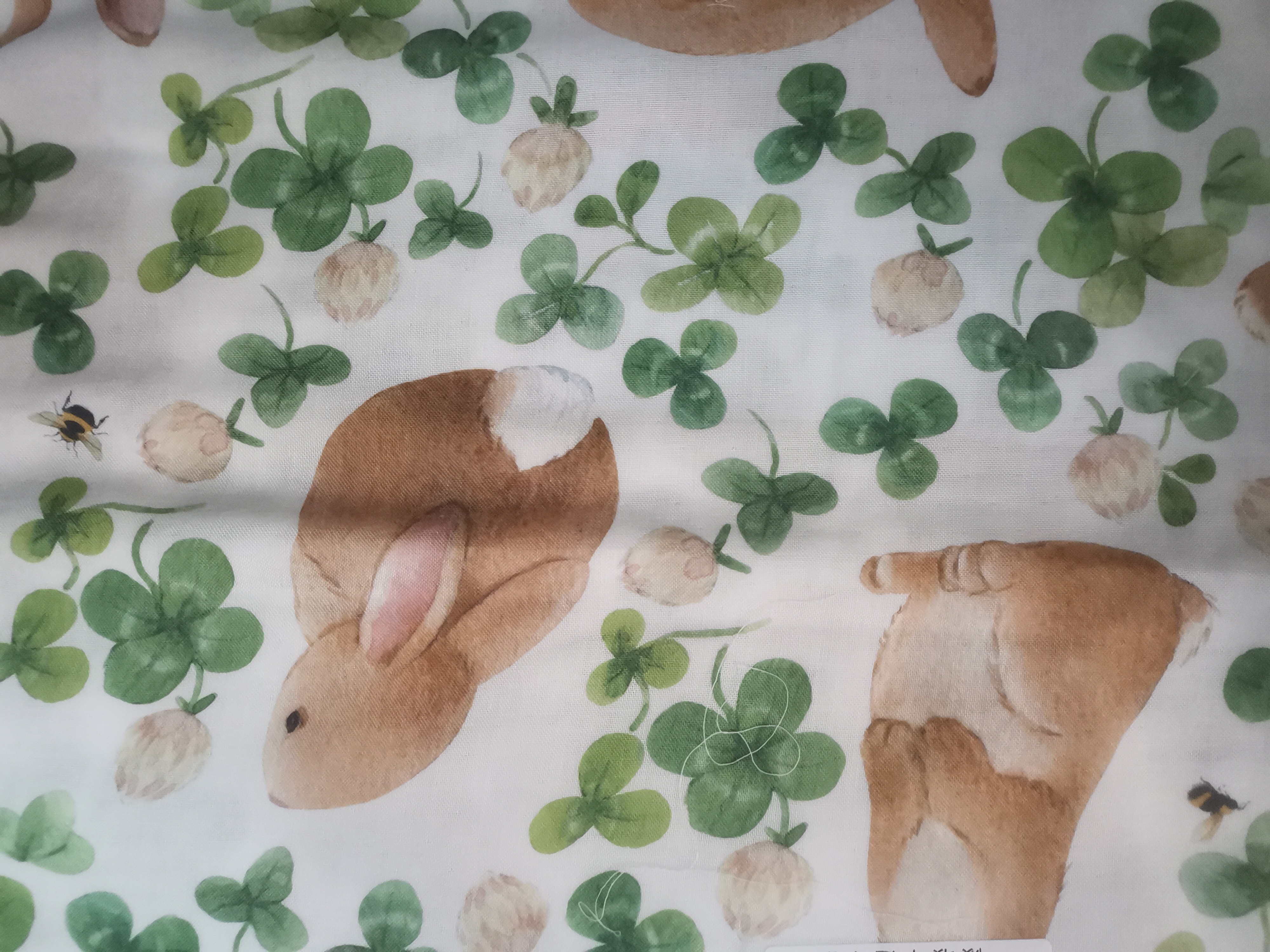 W739四叶草兔子竹纤维双层纱鸿瑞布业