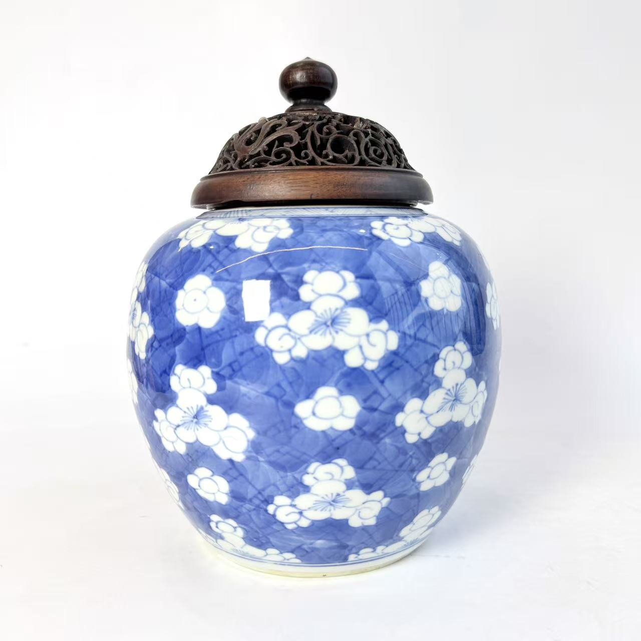 JM305清康熙-青花冰梅罐【古董拍卖】