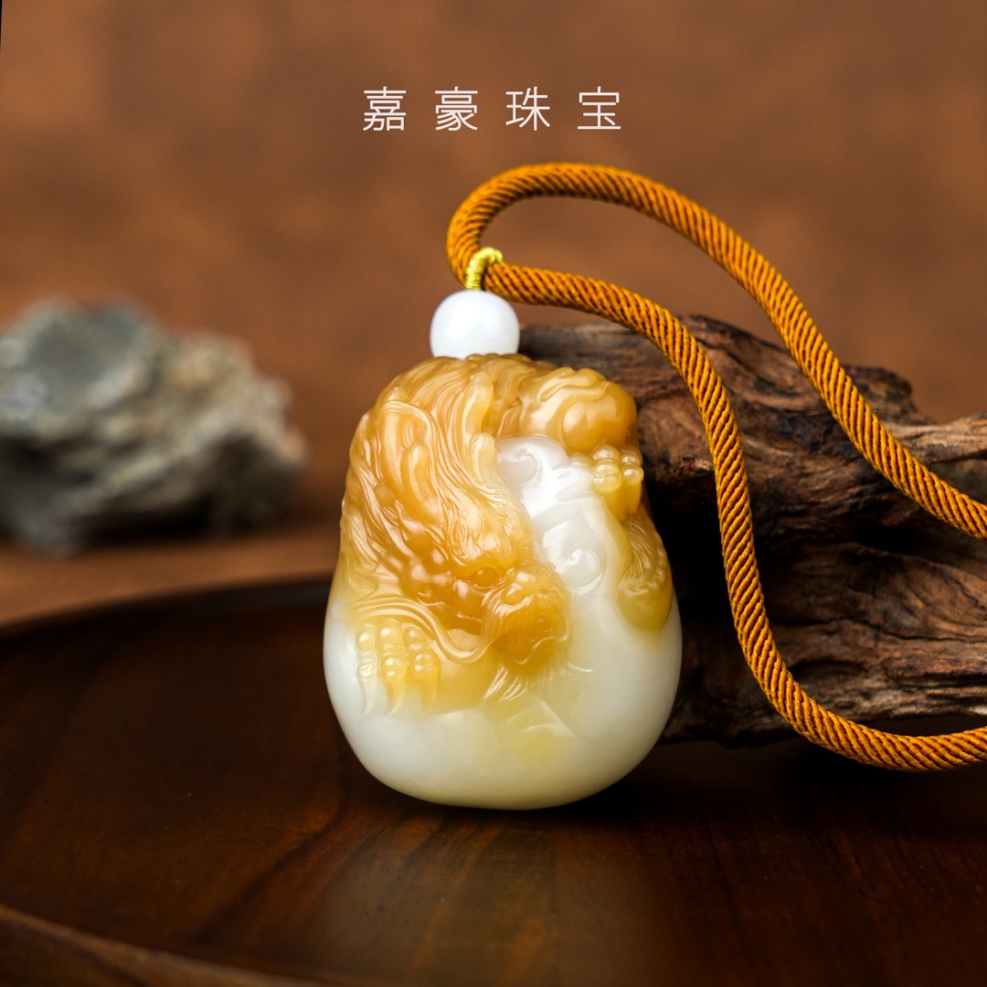 和田玉*白玉*玉龙吊坠一物一图