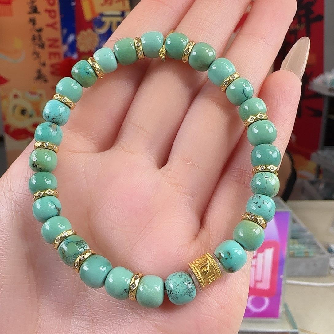 绿松石银S925镀金镶嵌珠宝奇石