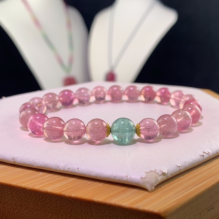 手链14K金镶嵌双色碧玺