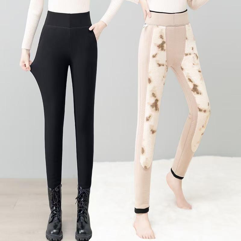 【100%纯羊毛裤】冬季加绒加厚女士羊毛裤保暖高腰打底裤保暖裤