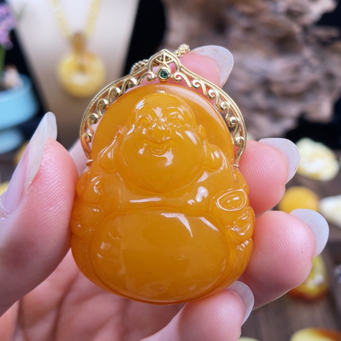 【闪购商品】琥珀珠宝奇石18K金镶嵌