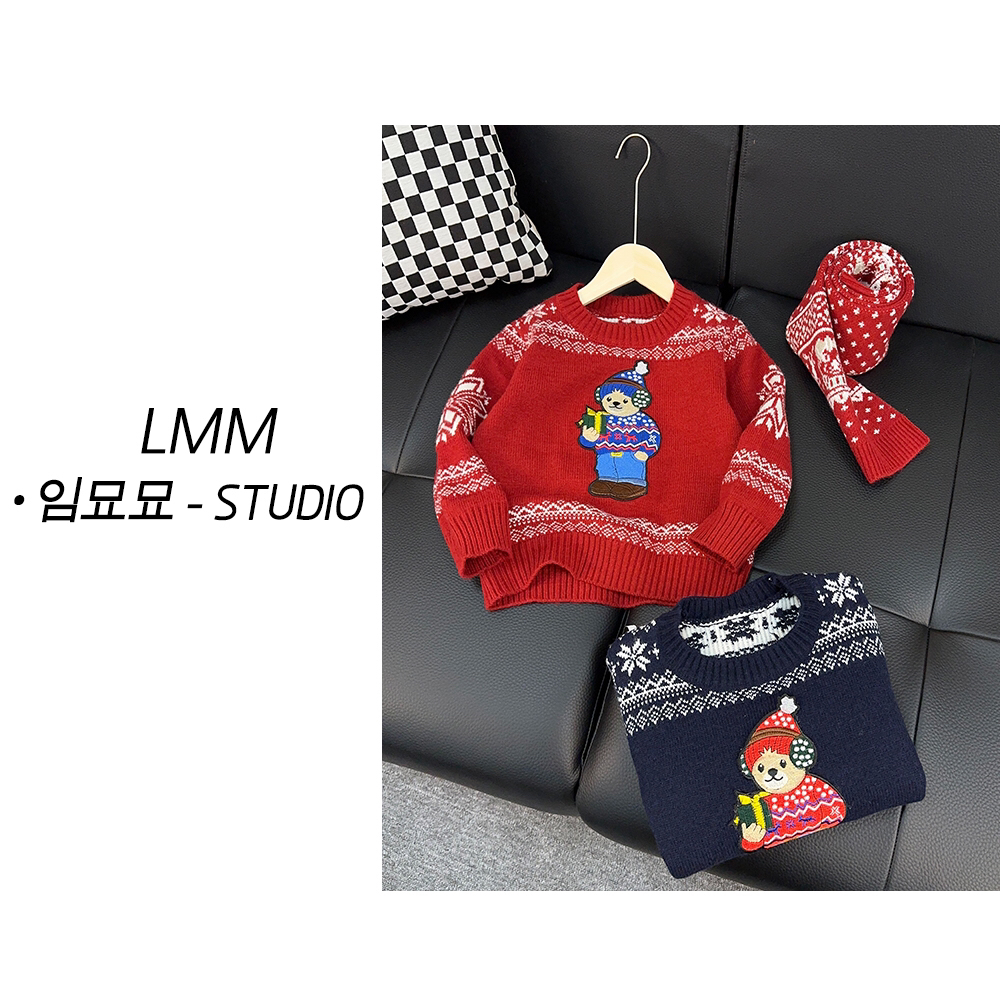 圣诞款套头英伦毛衣男童女童毛衫针织衫圆领儿童提花冬季