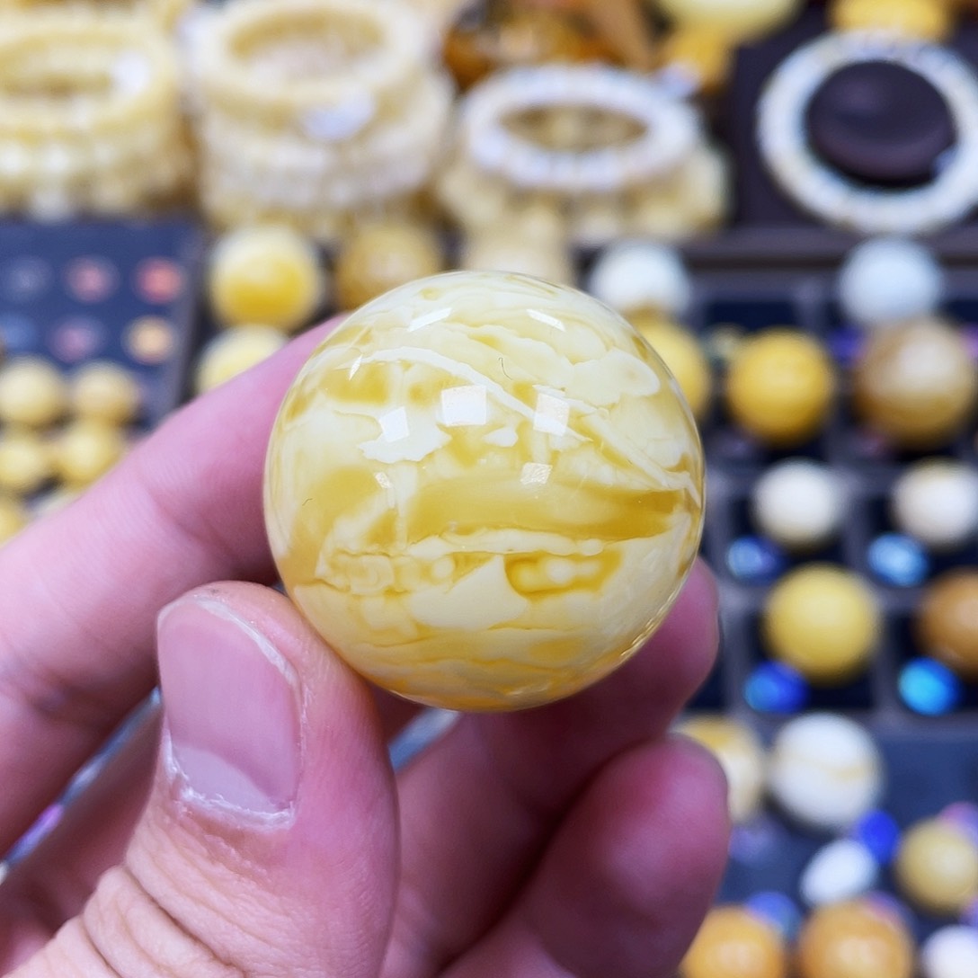 蜜蜡珠宝奇石未镶嵌31.0+mm橙橘金款｜打孔不予退货