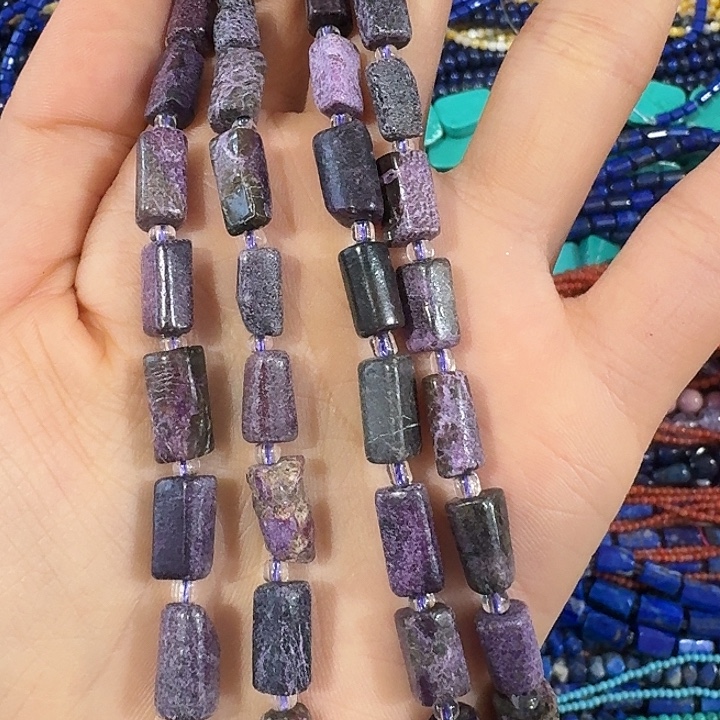 玛瑙/玉髓合金珠宝半成品一条紫色随行桶珠