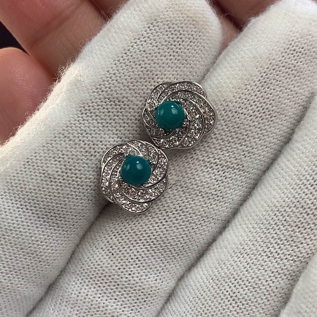 绿松石珠宝奇石银S925镶嵌