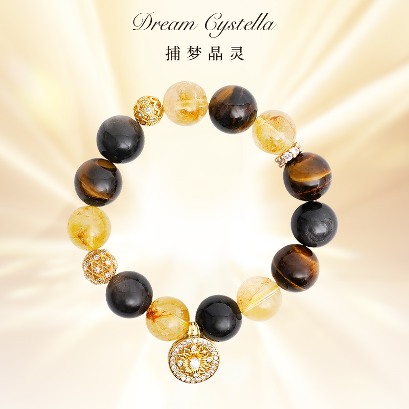 捕梦晶灵【聚宝盆】天然水晶手串手工转运原创小罗盘