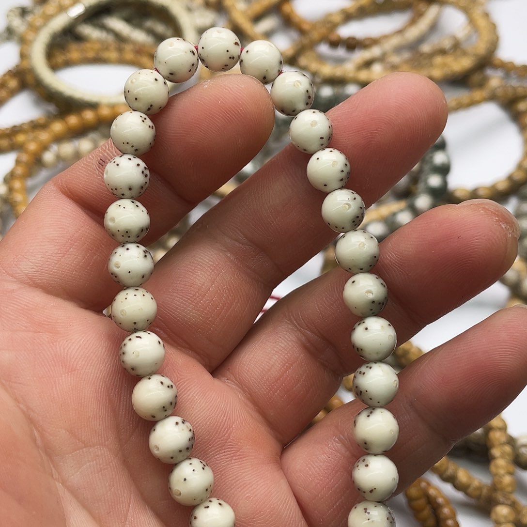 把件星月菩提绿背8圆手持