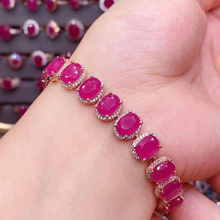 红宝石手链银S925镶嵌