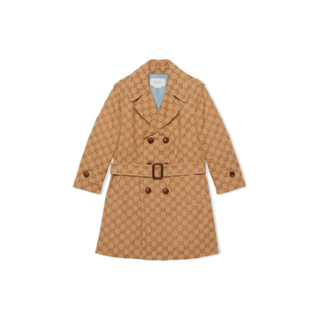 全新未使用 GUCCI/古驰 经典Logo双排扣中长款大衣/12Y/B01092