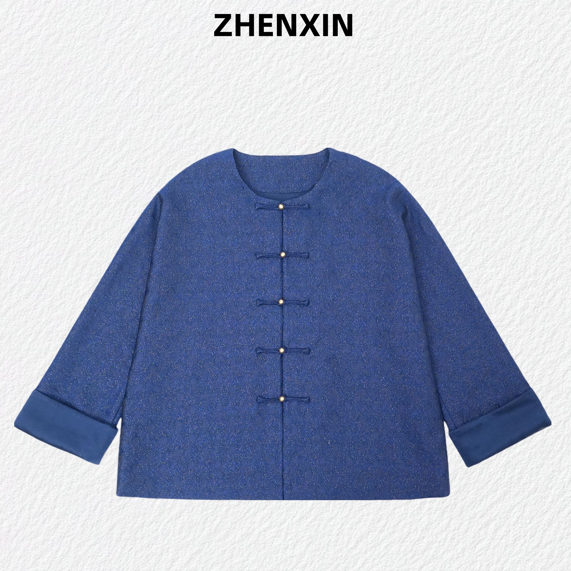 【凤翎纹】上久楷桑蚕丝羊毛外套提花绸圆领上衣新中式国风