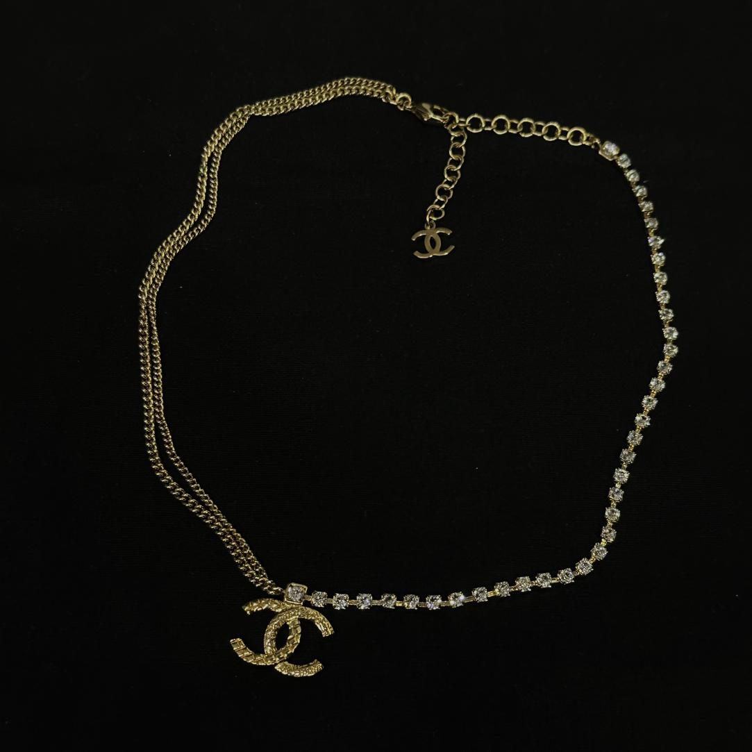 99新 Chanel/香奈儿 24p水钻双C choker项链/JJ5101108