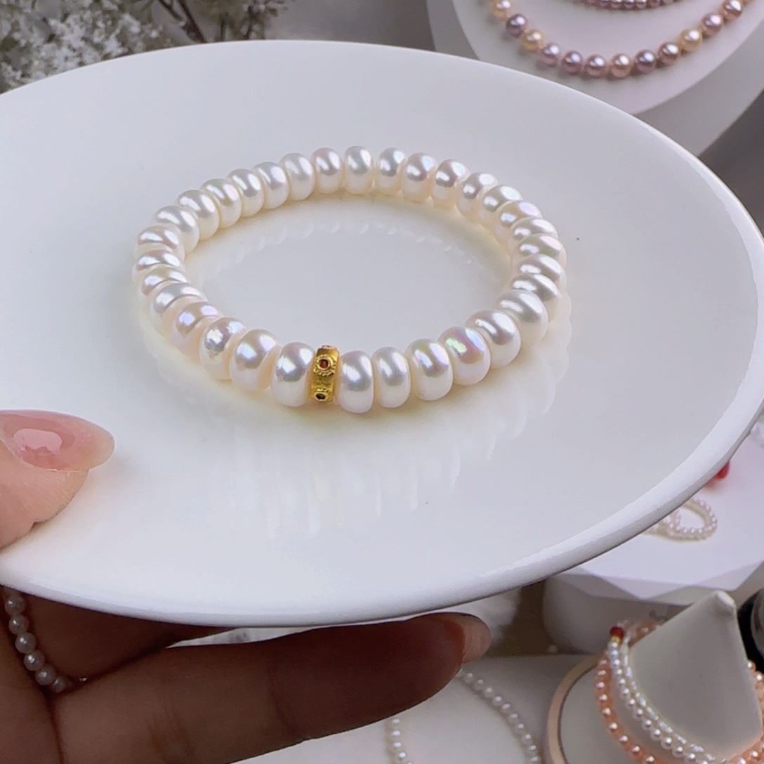 淡水珍珠未镶嵌手绳8-9mm微微瑕