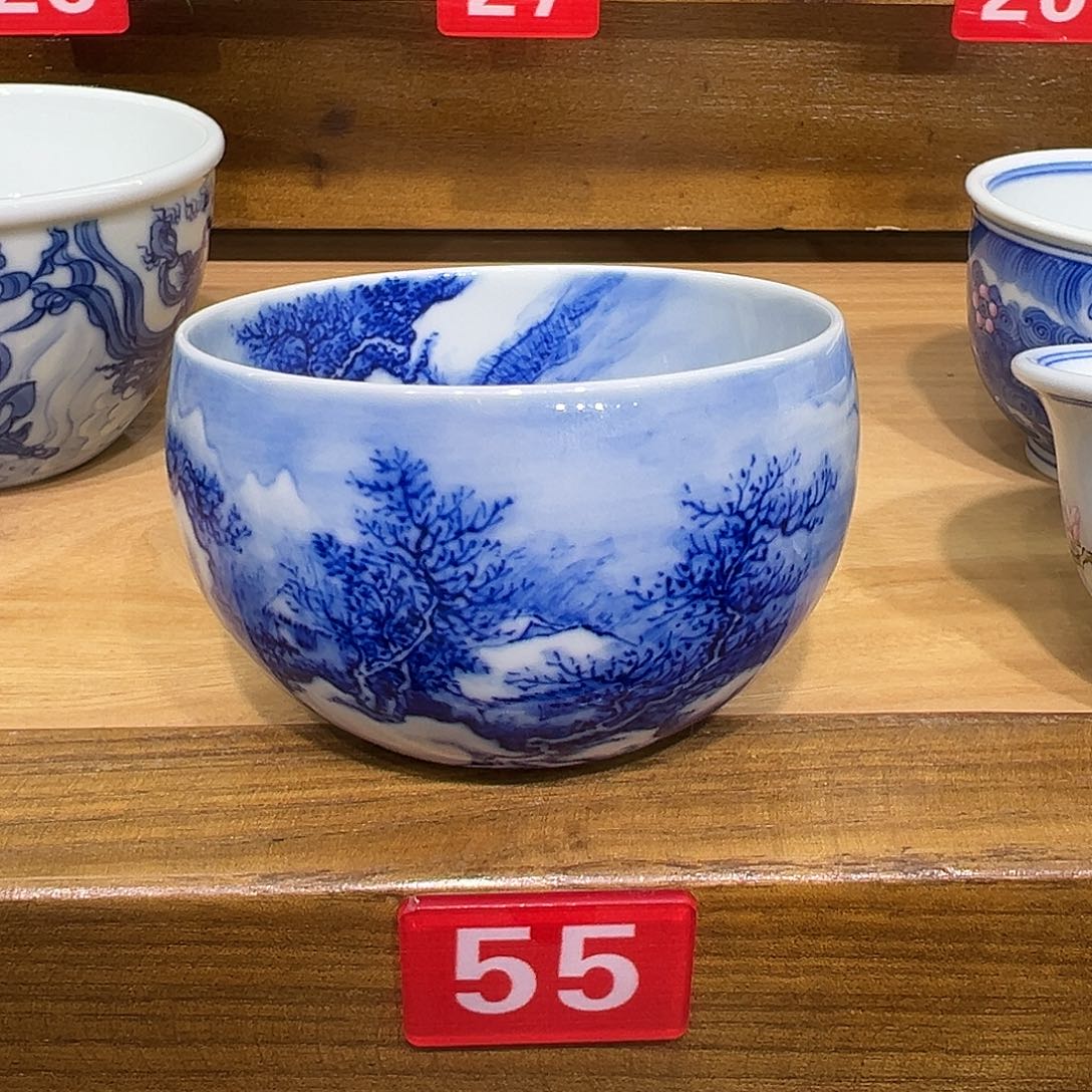 从***此手工寒江捕鱼图品茗杯
