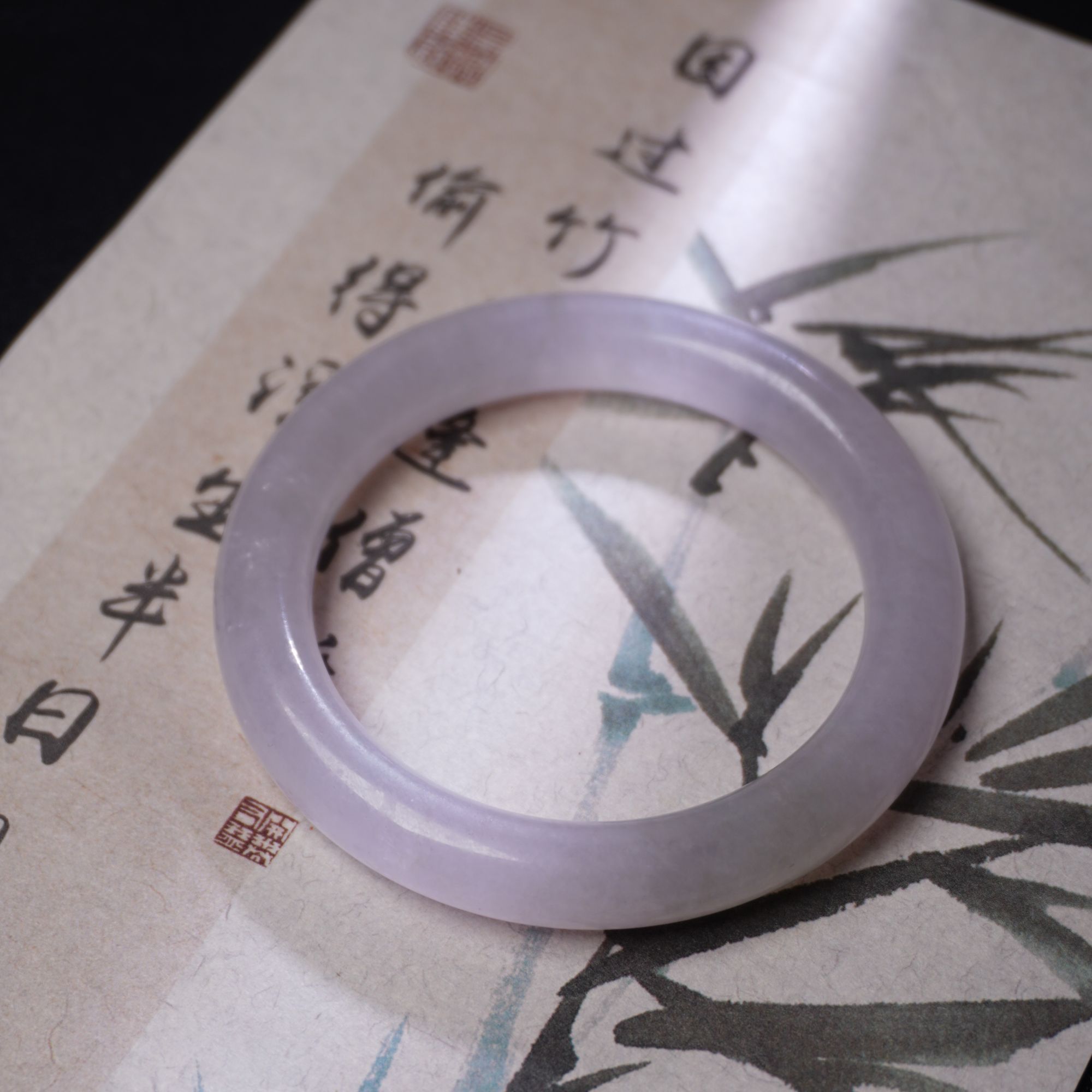 盛夏家I老翡翠冰种淡紫底手镯I56-58圈