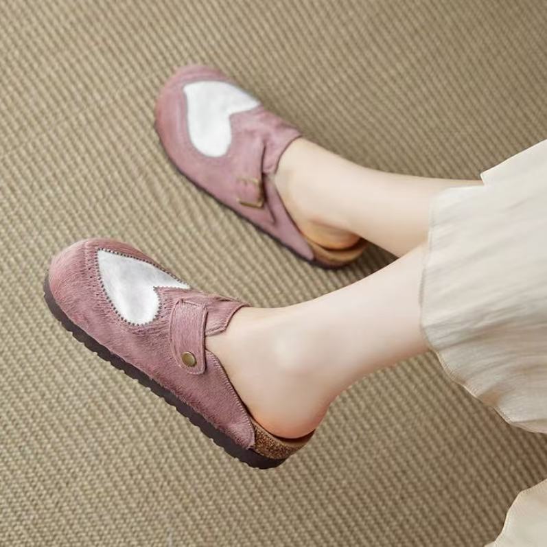 C7665  粉色 新款韩系2025新款金典复古勃肯包头女拖鞋