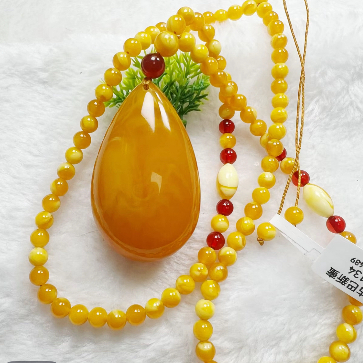 w134 古巴新蜜蜜糖红珠珠链款水滴