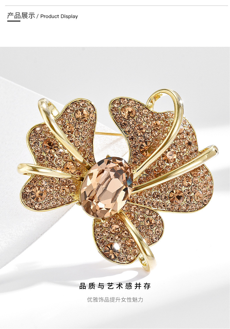 铜合金莫桑石胸针 百搭轻奢31662宫廷大气优雅鸢尾花胸针