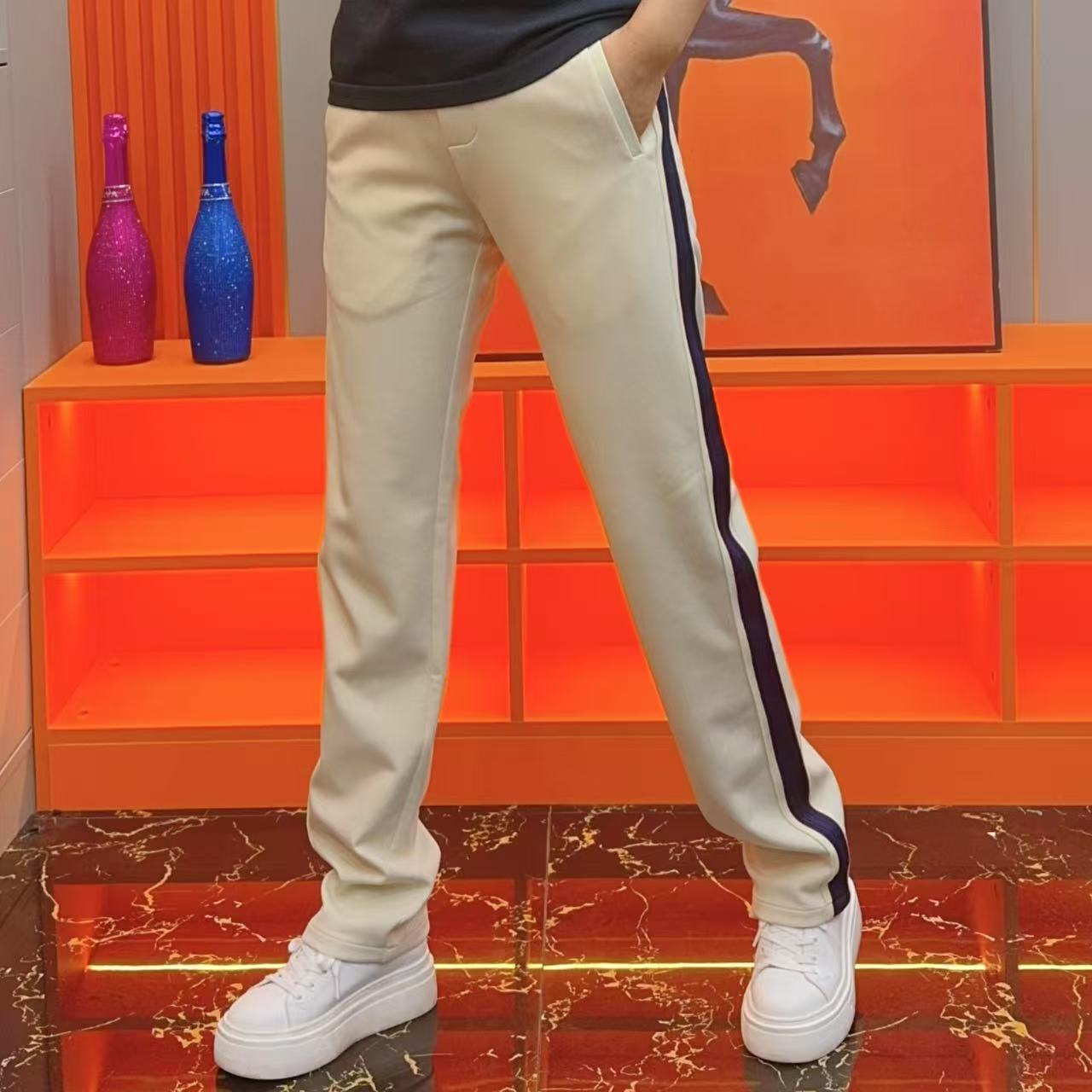 2025春季新款男士时尚休闲百搭中高腰宽松直筒裤 6612