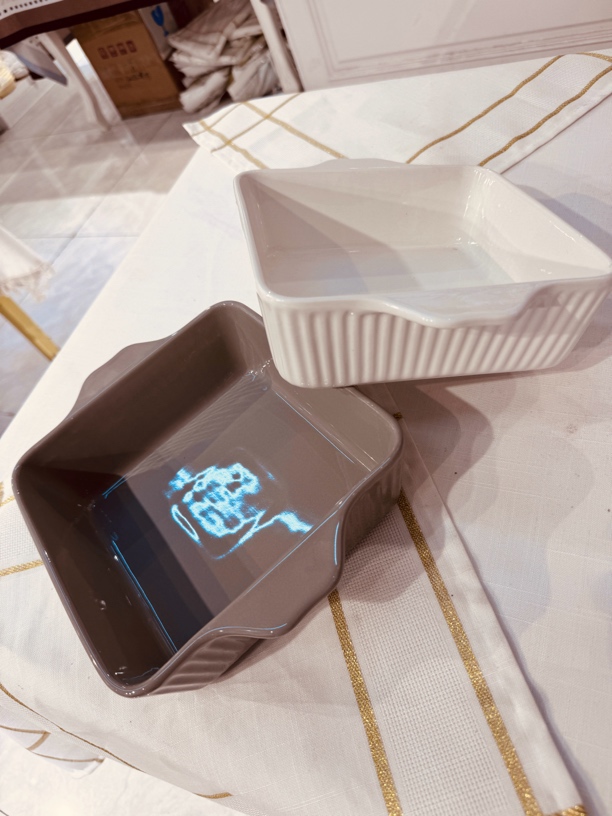 （一灰一白2个装）陶瓷外贸出口尾货双耳陶瓷烤盘沙拉盘