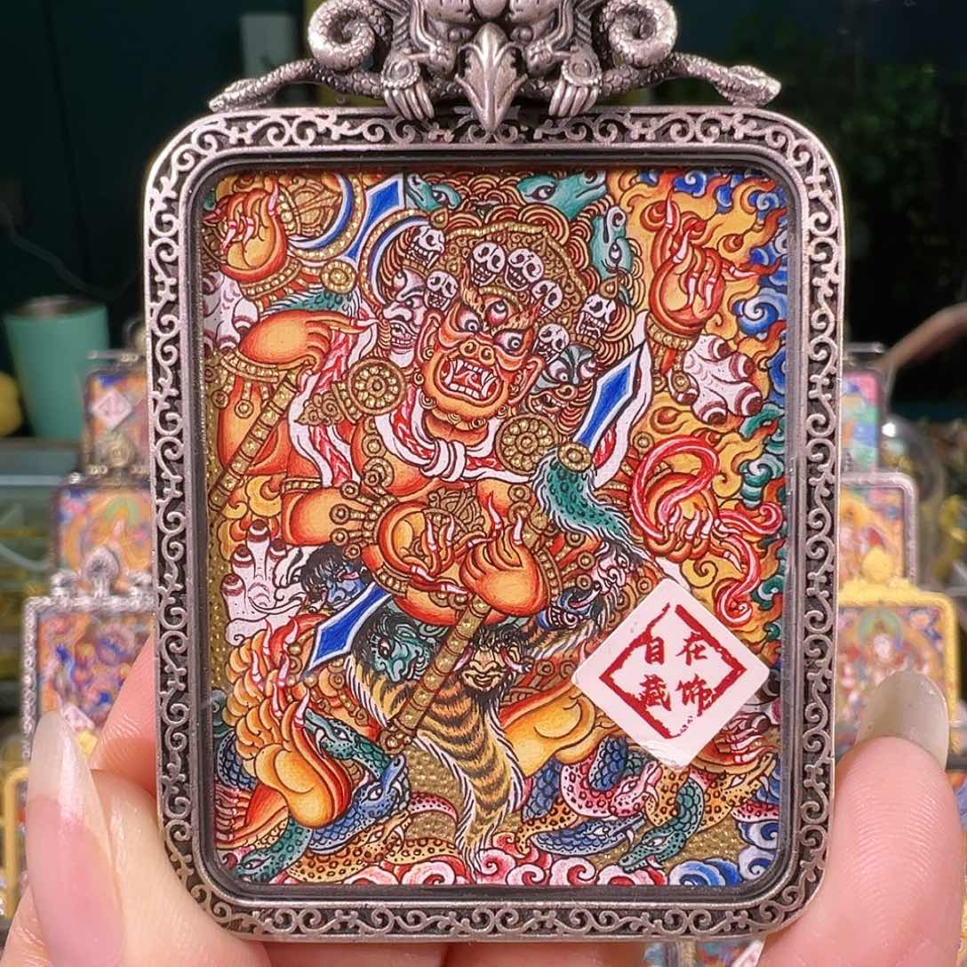 吊坠马头明王热贡纯手绘唐卡