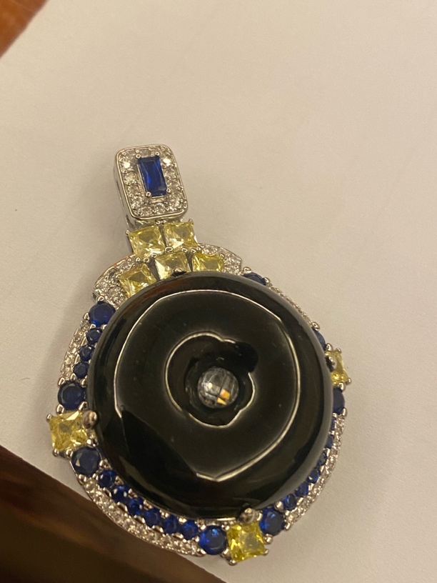 天然A货墨翠平安扣吊坠