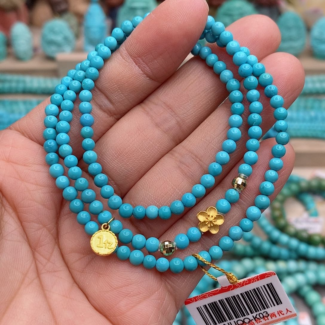 绿松石珠宝奇石18K金镶嵌