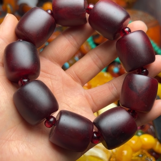 琥珀（花珀）手串未镶嵌蜜蜡