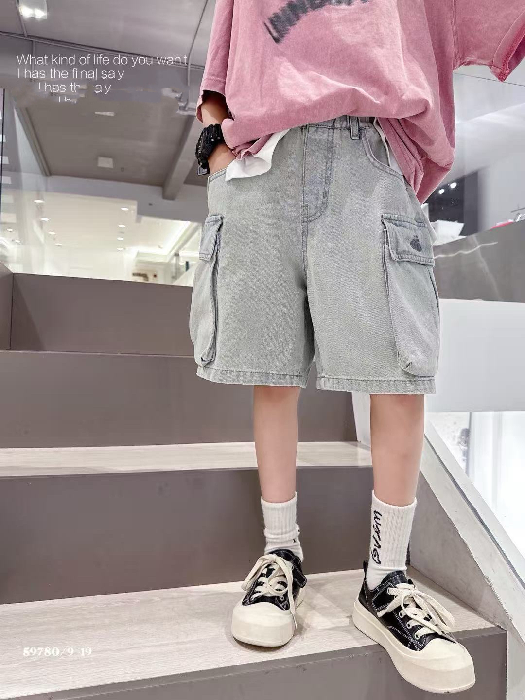 59780高端潮流时尚百搭潮品童装工装牛仔中裤B7-1-4