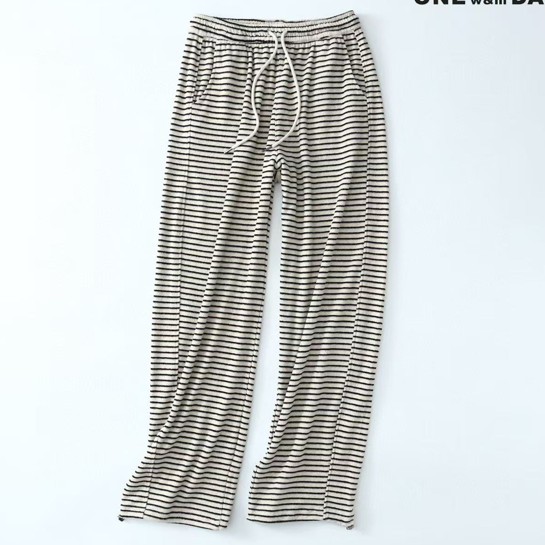 帽之都毛巾条纹休闲裤530328