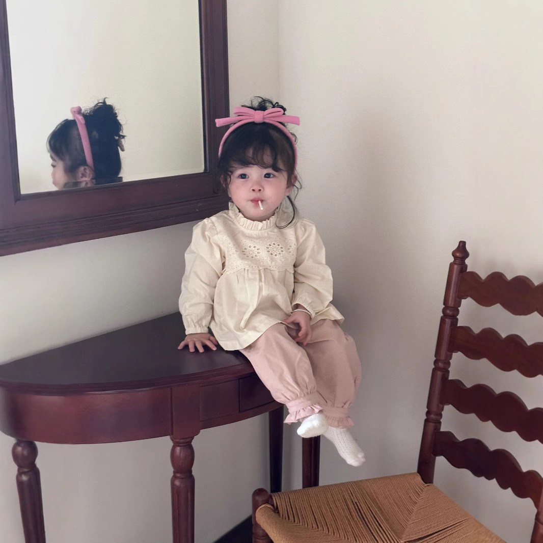 【微风童话】女童装ins春夏棉质百褶领衬衫女婴童绣花花边娃娃衬衫