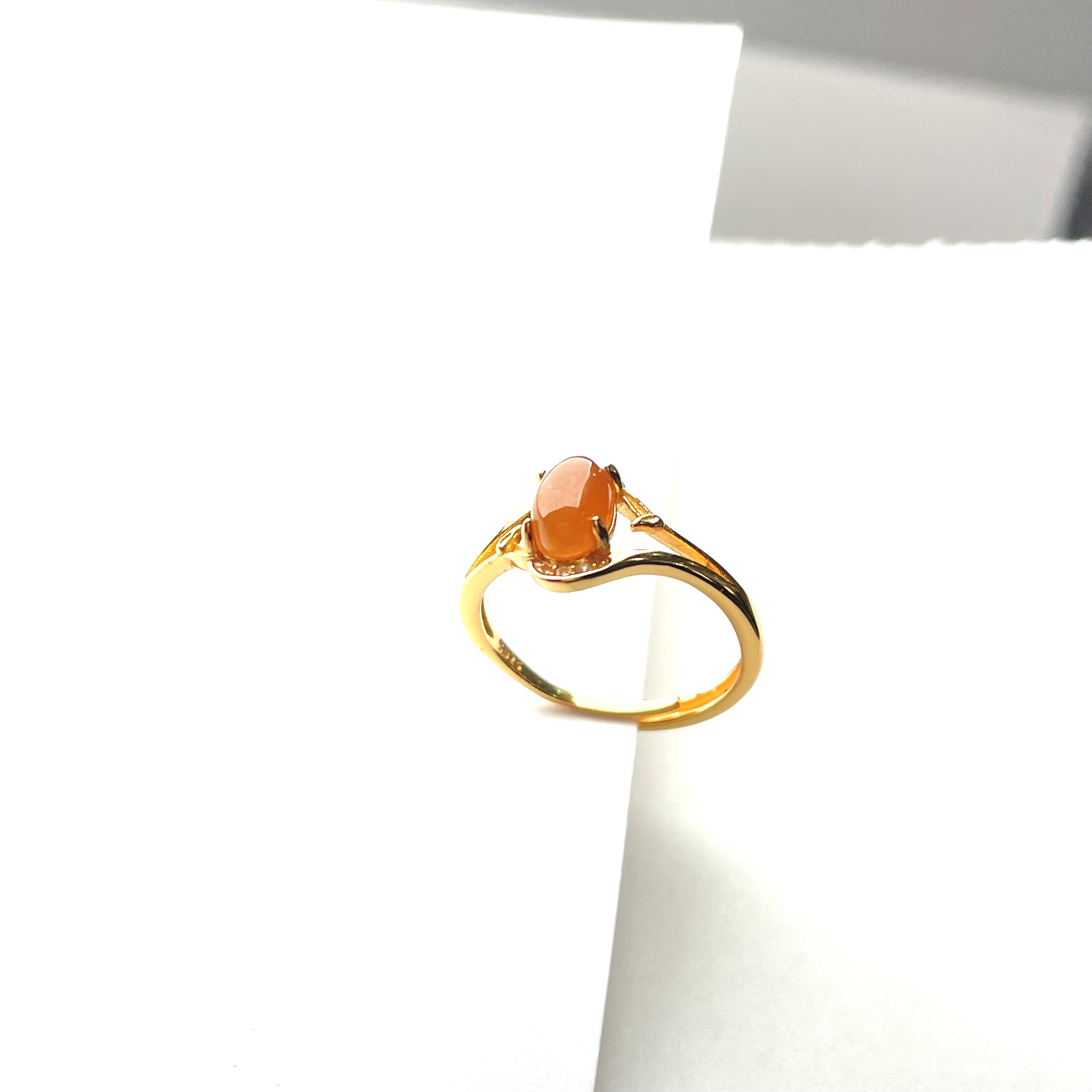 焦糖色和田玉糖料5*7戒指s925 KT24101726