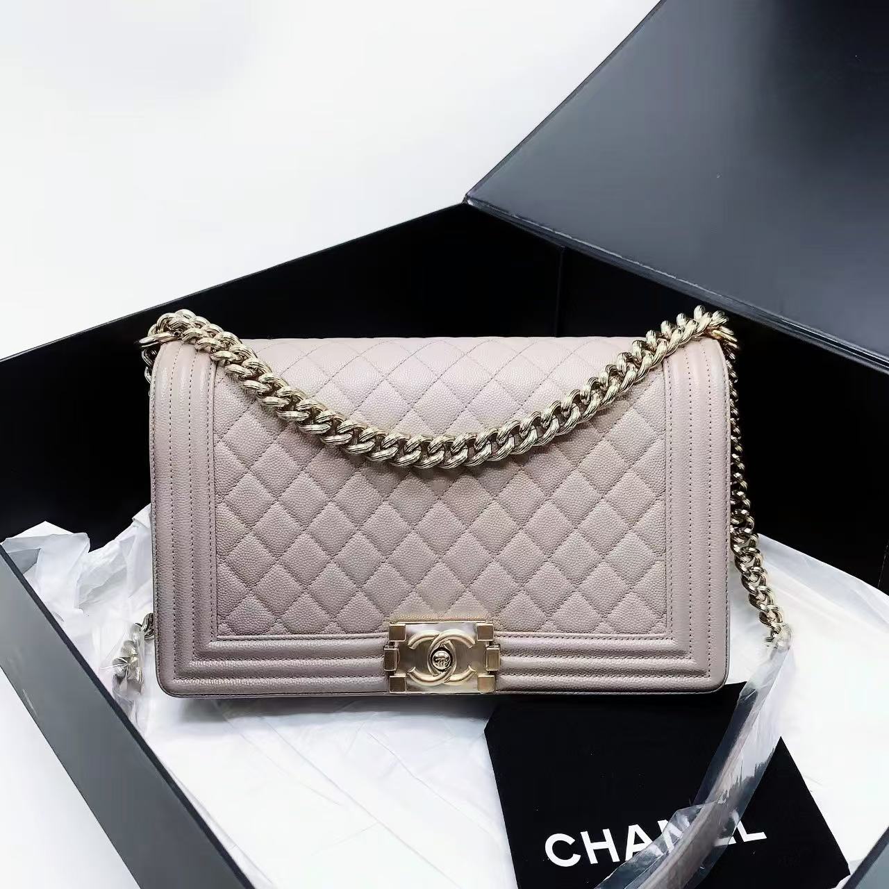 95新 Chanel/香奈儿 粉色leboy单肩包/非真假不退补不换