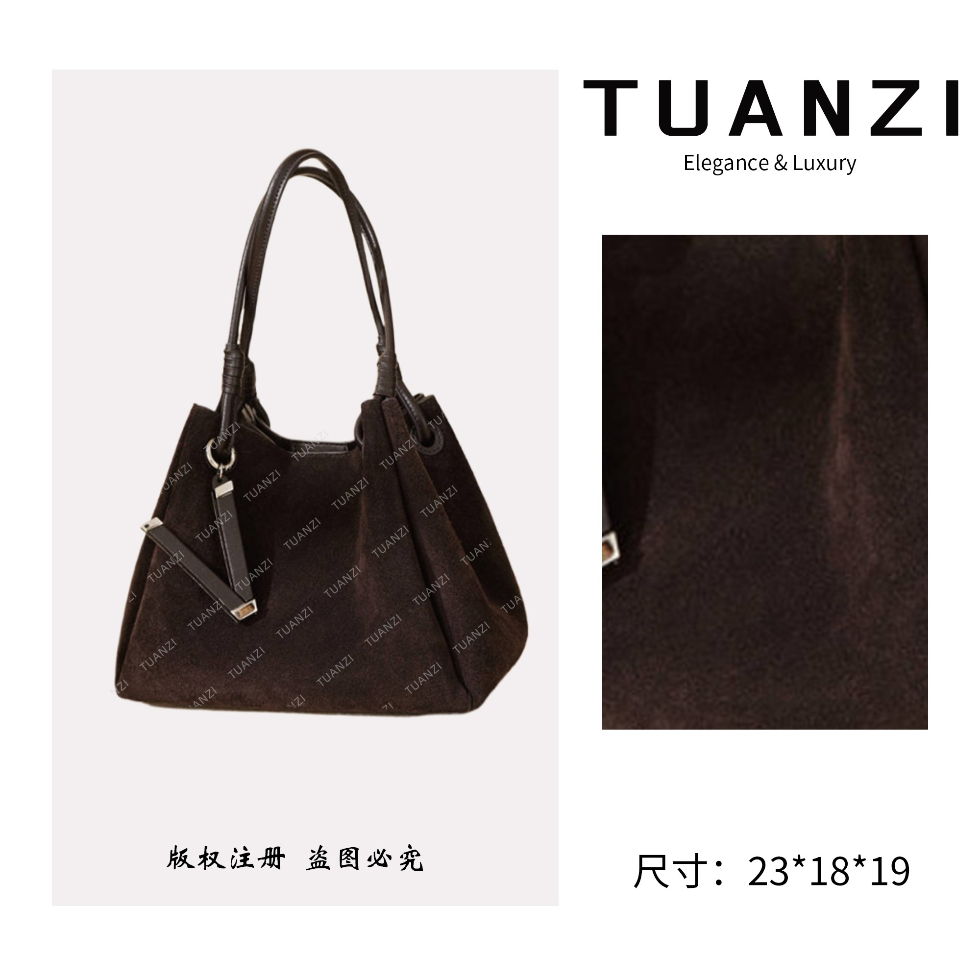 TUANZI『高端玩家』小众设计秋冬新款腋下包 ZG-F9848C-深咖啡
