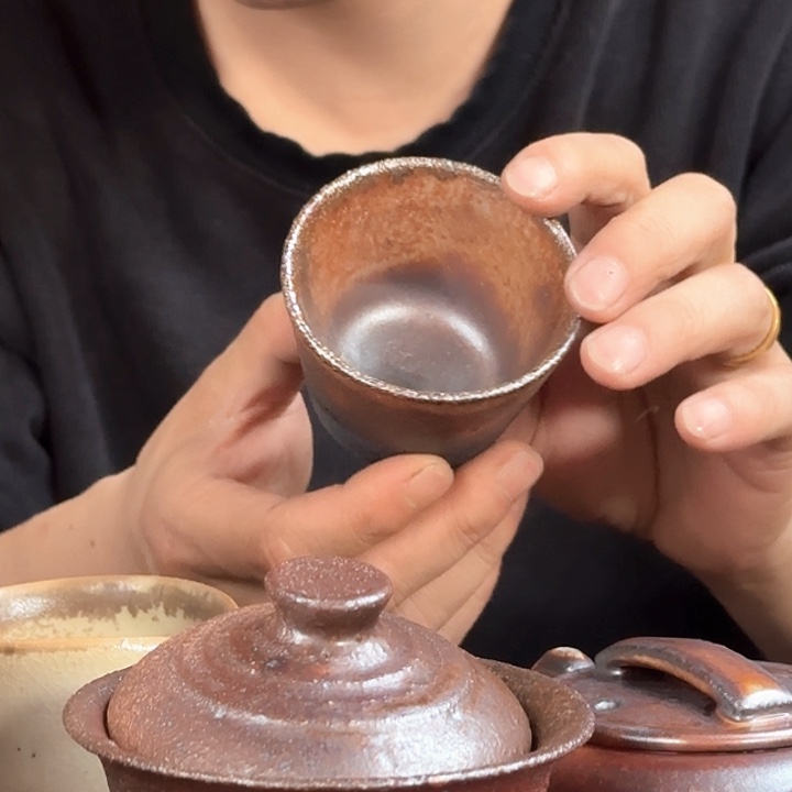 紫砂柴烧杯杯杯杯